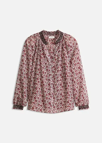 Gedessineerde chiffon blouse met borduursel