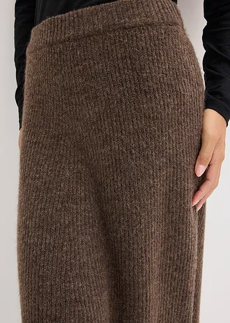 Pletená sukně v délce midi • hnědý melír • bonprix obchod