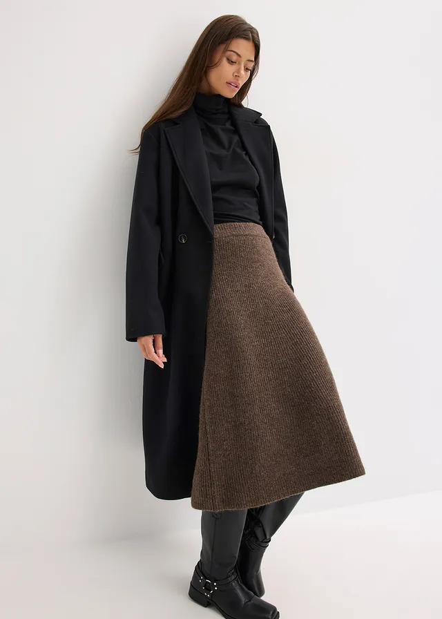 Gebreide midi rok • bruin gemêleerd • product-page.page-title-suffix