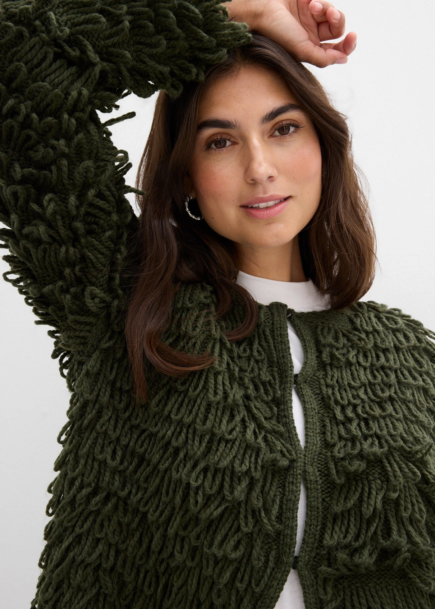 Grof gebreid vest • diepolijfgroen • bonprix online shop