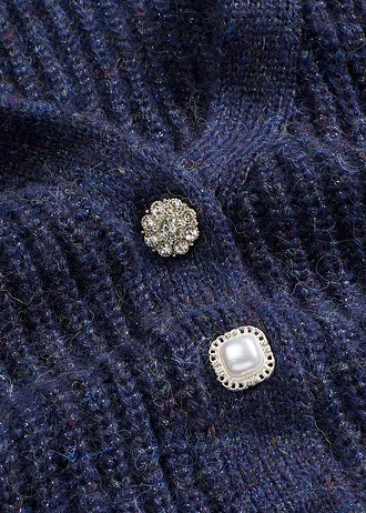 Gilet sans manches en laine mélangée avec boutons décoratifs • bleu foncé chiné • Boutique bonprix