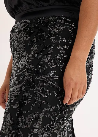 Midi šaty s flitry • černá plus size • bonprix obchod