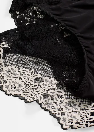 Set de 2 perechi de chiloți din dantelă bicoloră • negru-ecru + negru • magazin bonprix