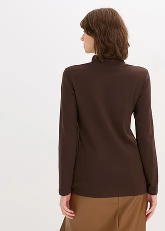 T-shirt manches longues ajusté, Couleur: marron foncé