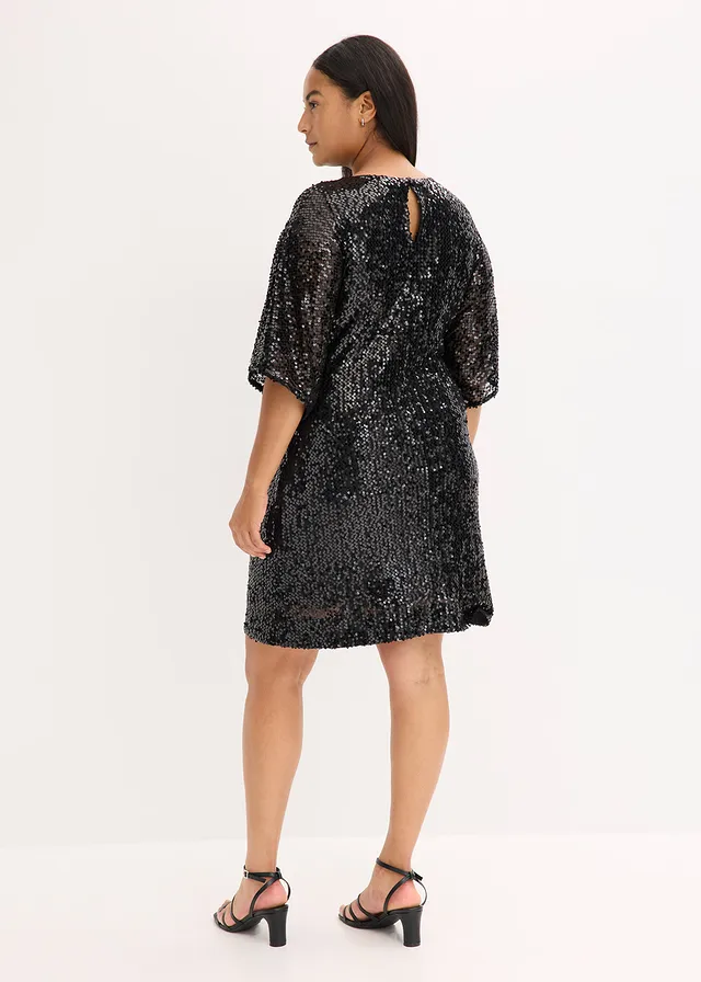 Robe oversize à sequins, Couleur: noir