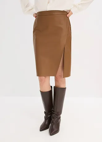 Imitatieleren kokerrok, Kleur: pimentbruin