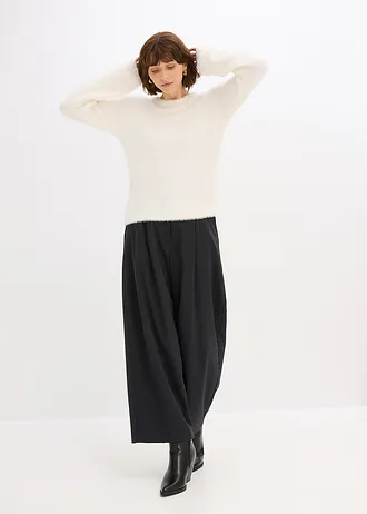 Trui in pluche look, Kleur: parelwit