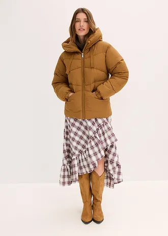 Waterafstotende gewatteerde jas, Kleur: cognac