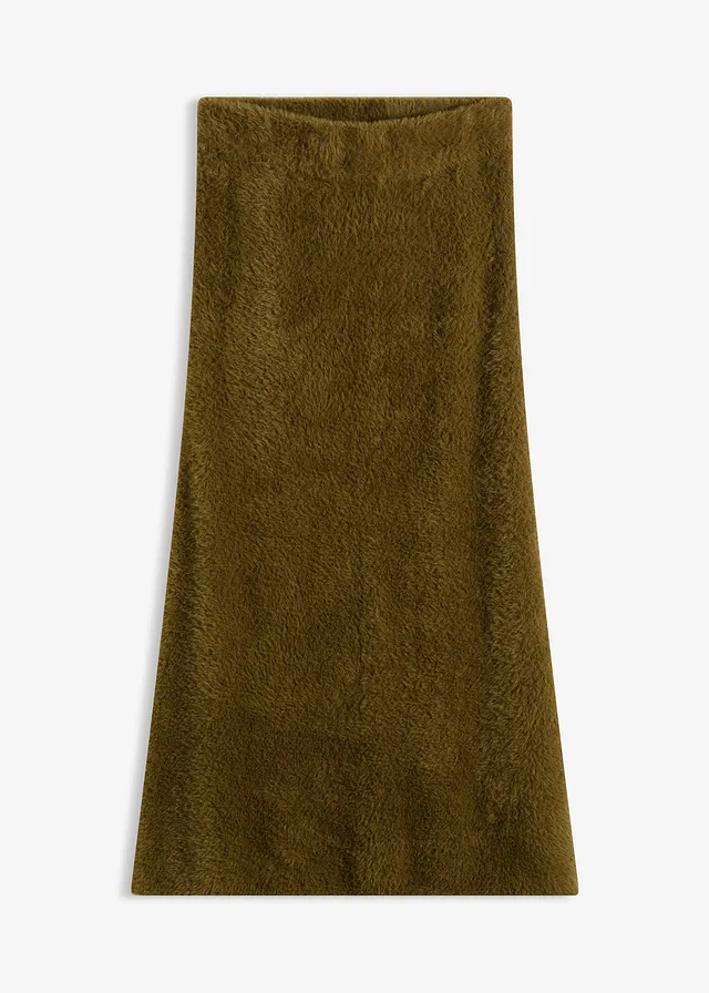 Fustă tricotată din fire pufoase și flaușate