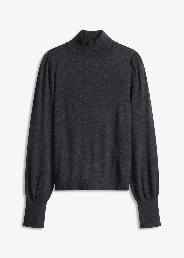 Pull en fine maille, Couleur: anthracite chiné