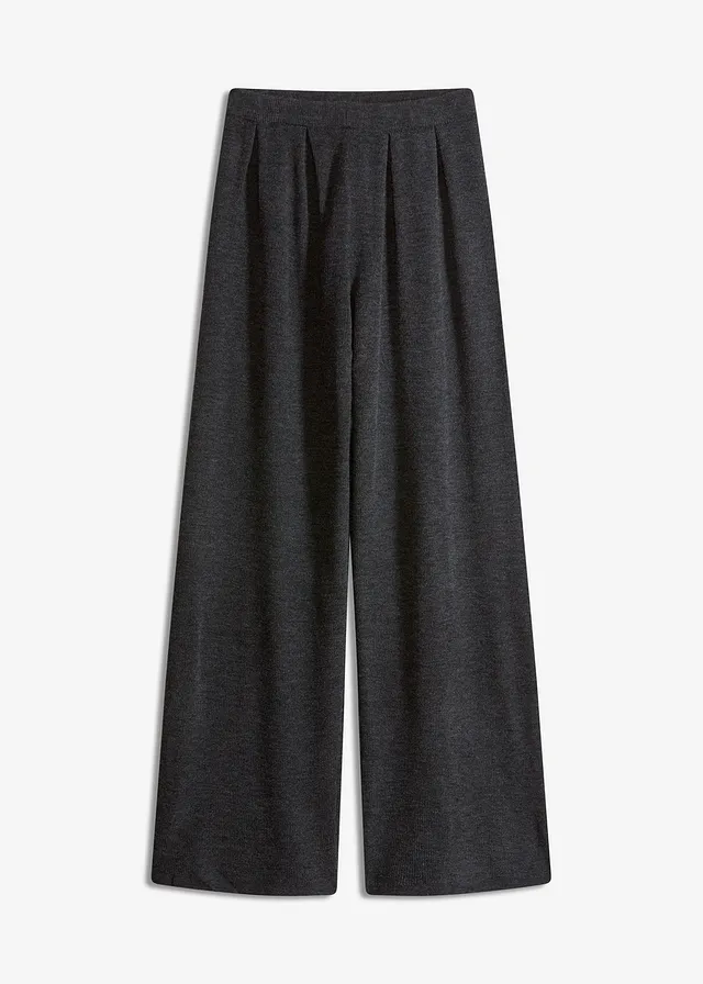 Fijngebreide broek, Kleur: antraciet gemêleerd