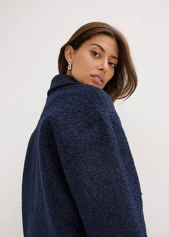 Krátký buklé kabát, oversize • tmavě modrá • bonprix obchod