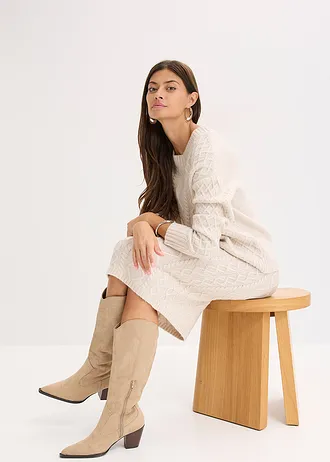 Grof gebreide trui, Kleur: beige gemêleerd