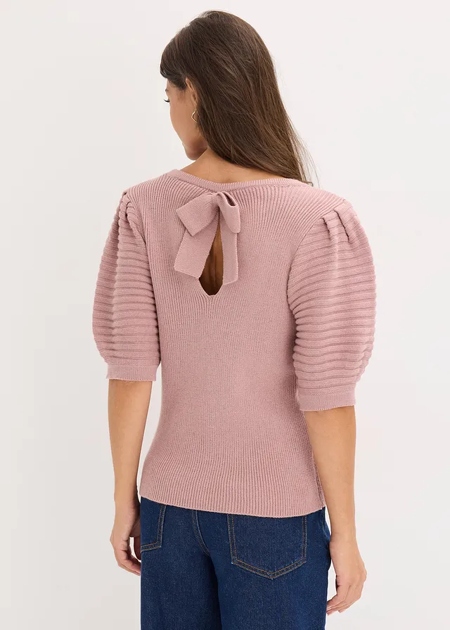 Pull à manches ballon, Couleur: bois de rose