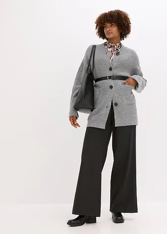 Gilet en maille avec ceinture • gris chiné • Boutique bonprix