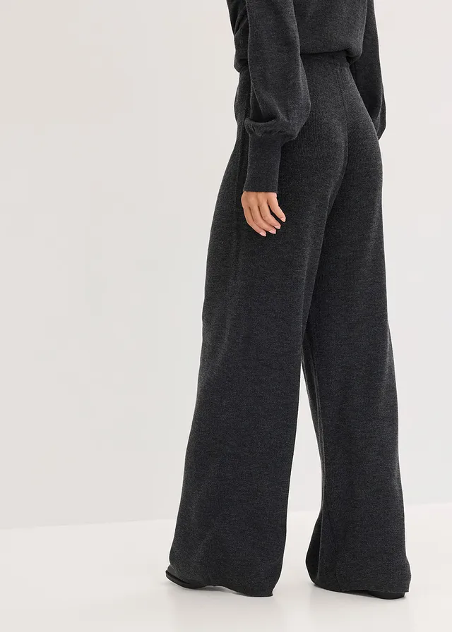 Fijngebreide broek, Kleur: antraciet gemêleerd