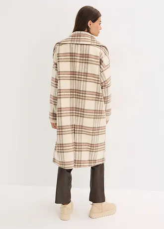 Oversize kabát z měkké vlněné směsi • krémová kostkované • bonprix obchod