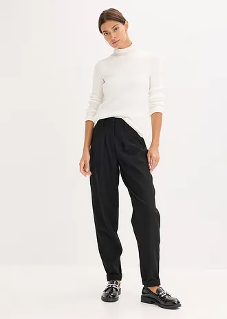 Geribde trui in een soepele viscosemix, Kleur: wolwit