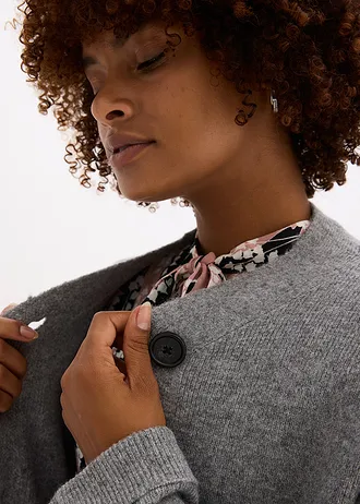 Gilet en maille avec ceinture • gris chiné • Boutique bonprix