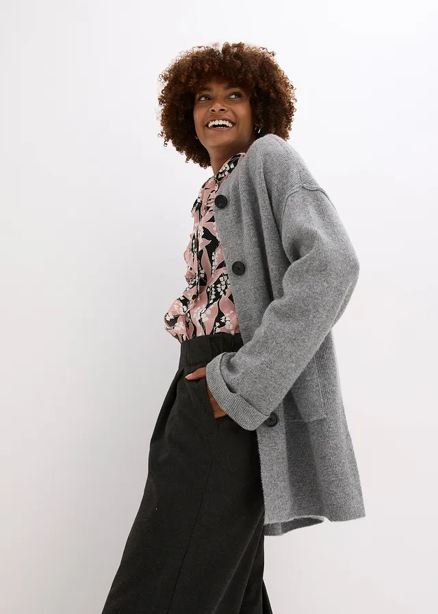 Gilet en maille avec ceinture • gris chiné • product-page.page-title-suffix