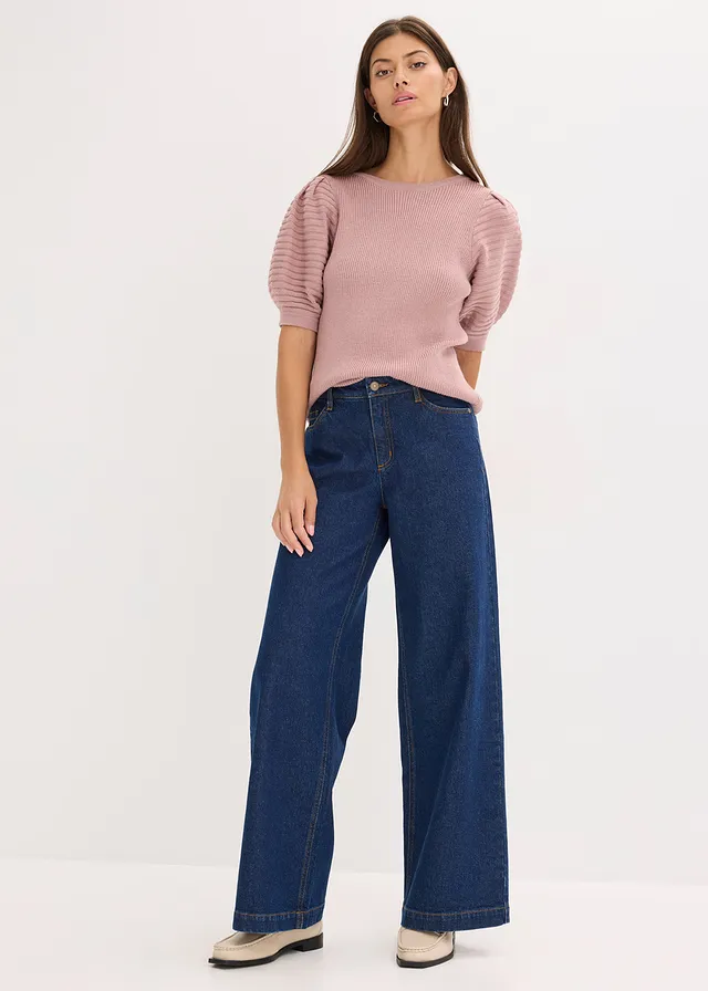 Trui met pofmouwen, Kleur: rozenhout