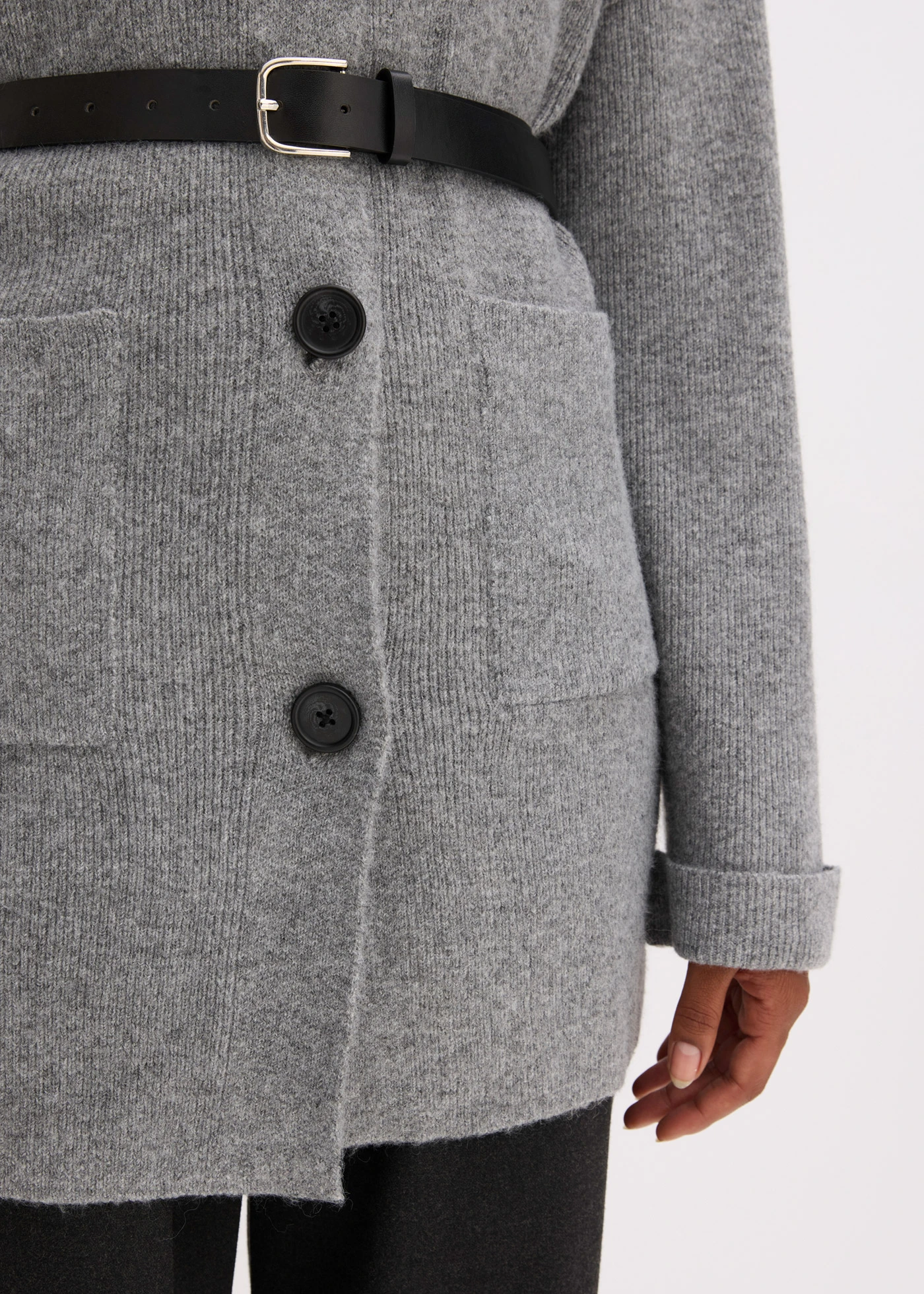 Mantou scurt tricotat cu cordon • gri melanj • magazin bonprix