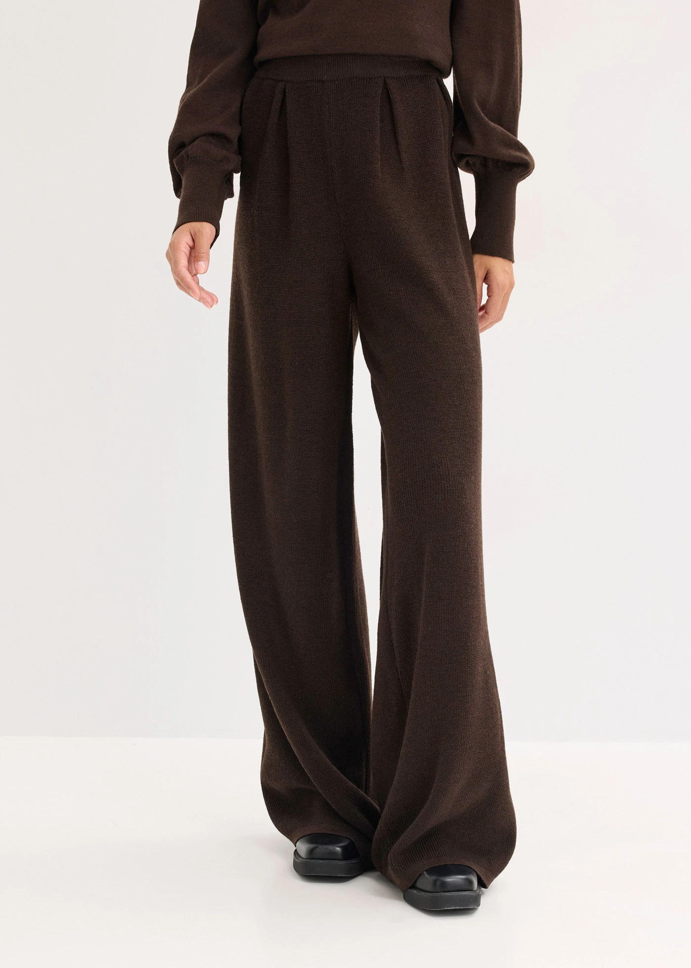 Kalhoty z jemné pleteniny • tmavě hnědý melír • bonprix obchod