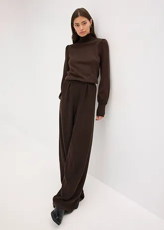 Kalhoty z jemné pleteniny • tmavě hnědý melír • bonprix obchod