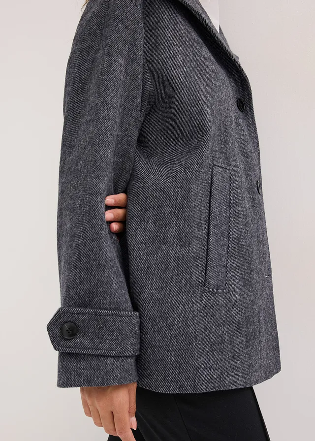 Lange peacoat in wol-look • antraciet gemêleerd • product-page.page-title-suffix