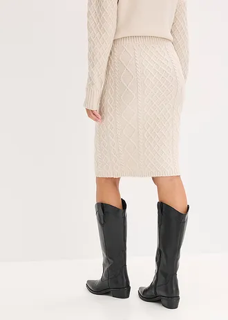 Gebreide rok, Kleur: beige gemêleerd