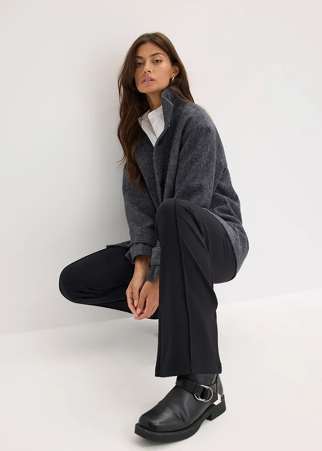 Lange peacoat in wol-look • antraciet gemêleerd • product-page.page-title-suffix