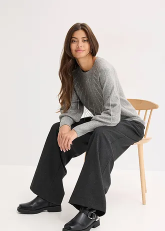 Pull avec application de strass • gris chiné • Boutique bonprix