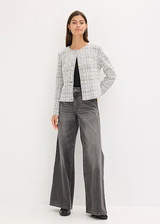 Kardigan z buklé z bavlny • černo-bílá s melírem • bonprix obchod