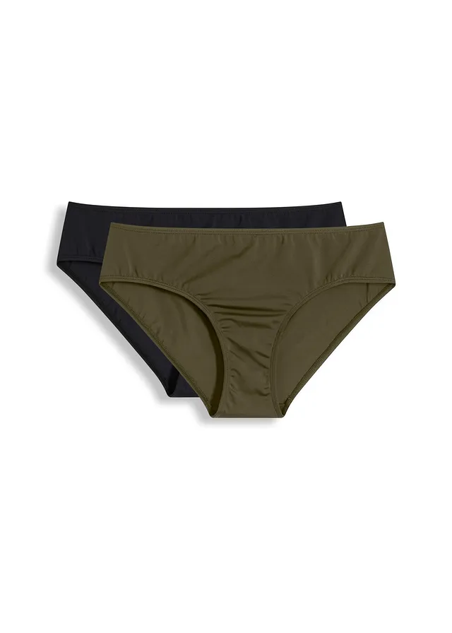 Slip bikini (set/2 buc.) • oliv închis/negru • magazin bonprix