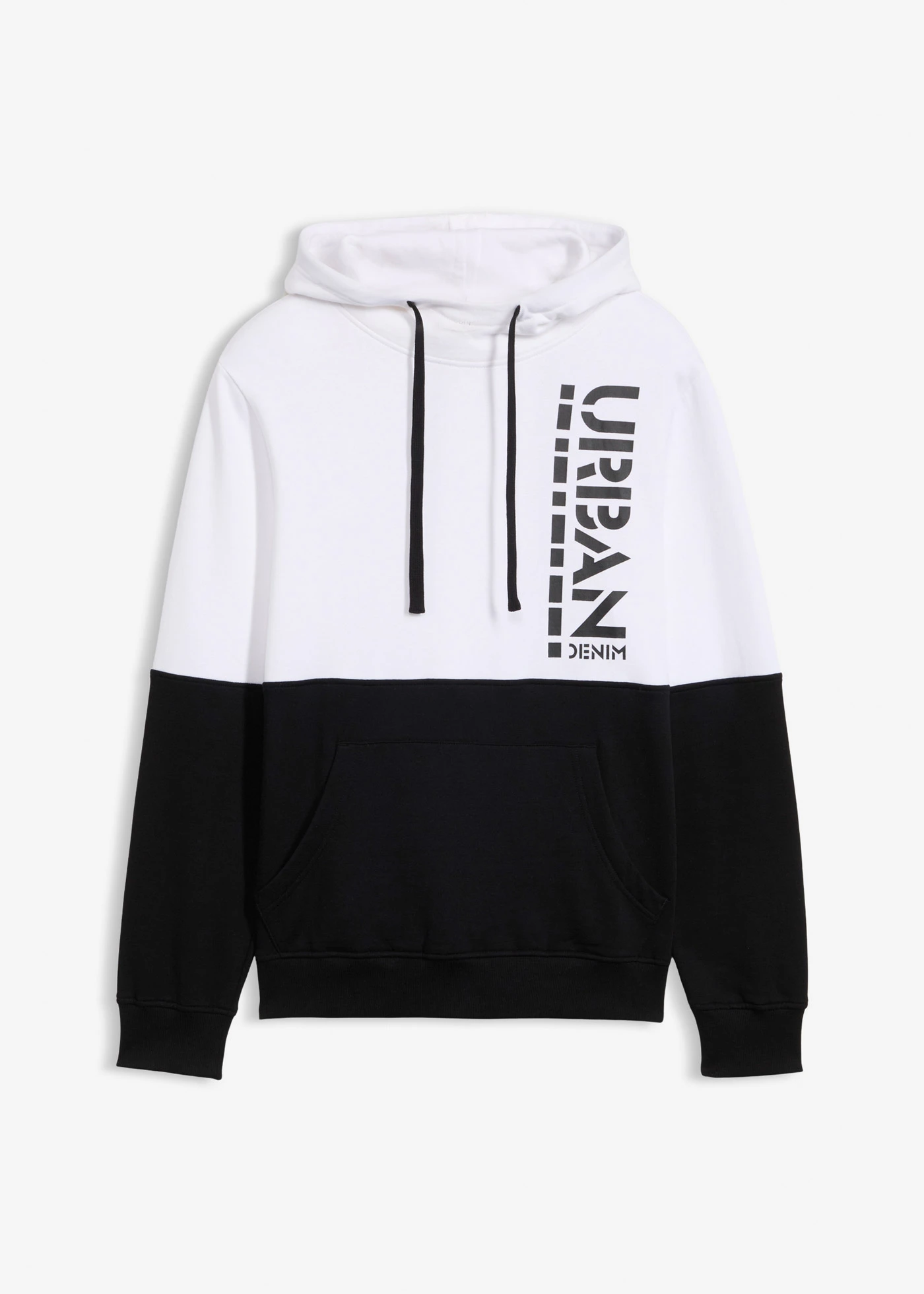 Mikina s kapucňou, Slim Fit • čierna/biela potlačená • obchod bonprix