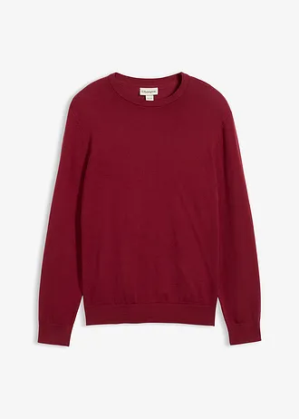 Pull doux en fine maille de coton majoritaire • rouge prune • Boutique bonprix