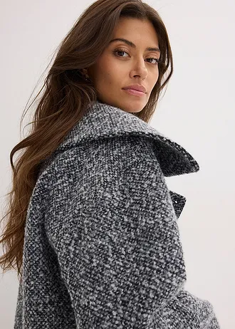 Palton scurt oversize, cu aspect de lână melanj • antracit închis melanj • magazin bonprix