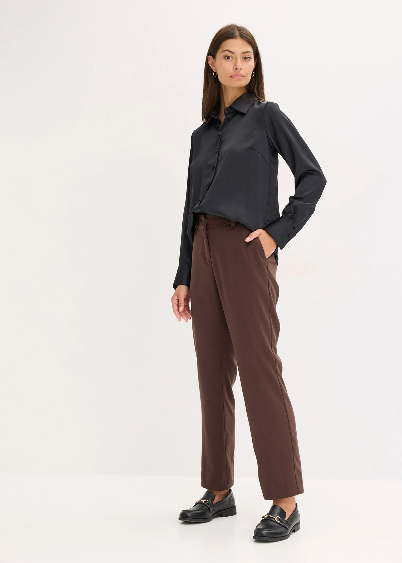 Pantalon de tailleur avec fentes • marron foncé • Boutique bonprix