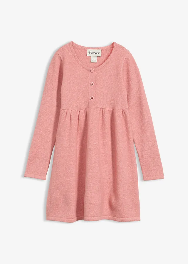 Robe en maille à boutons décoratifs • rose fumé-écru chiné • Boutique bonprix