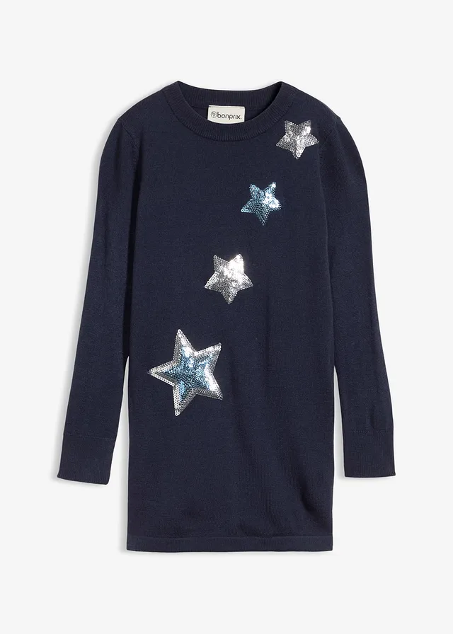 Pulover delicat cu paiete, model mai lung din tricot fin