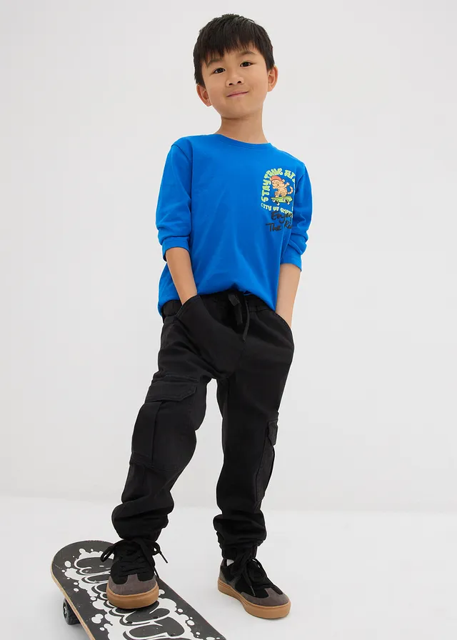 Pantalon cargo thermique doublé jersey, Regular • noir • product-page.page-title-suffix