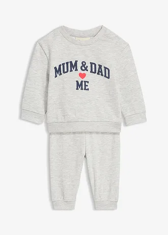 Mikina a kalhoty (2dílná souprava) • světle šedý melír-tmavě modro-jahodová melír • bonprix obchod