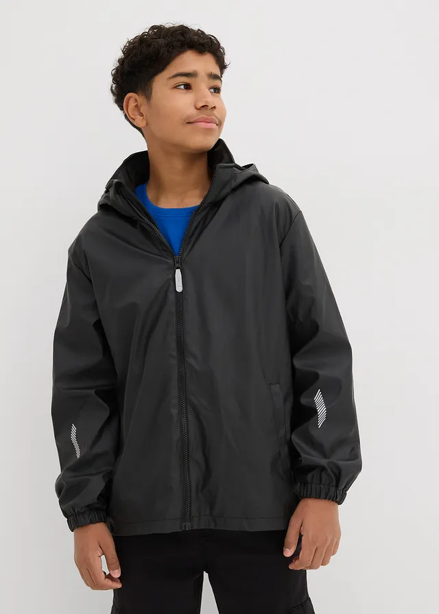 Imperméable thermique à doublure polaire et capuche amovible, Couleur: noir
