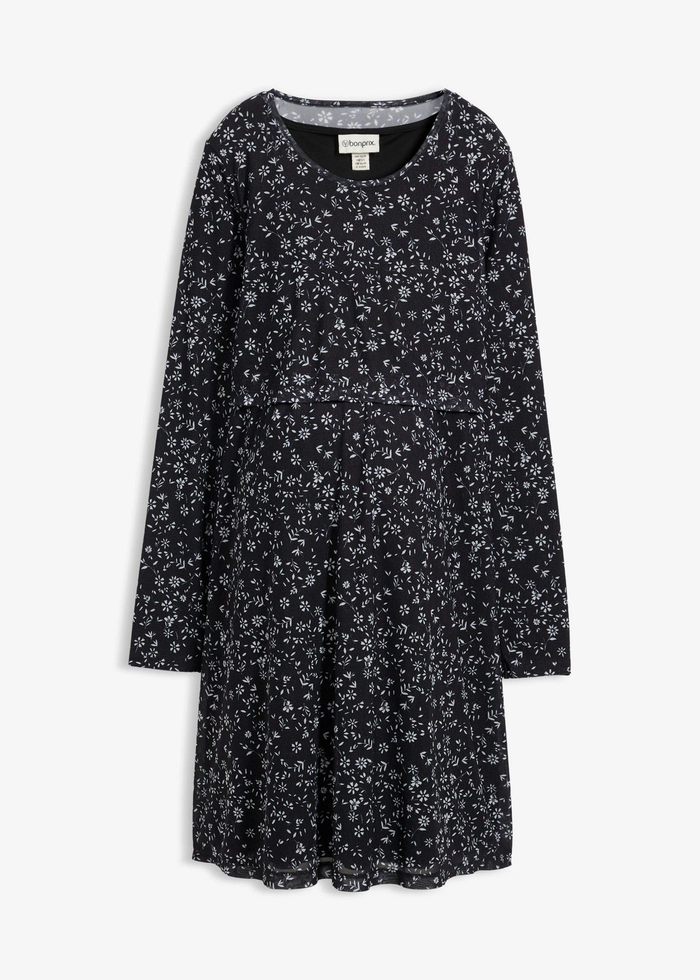 Robe de grossesse et d’allaitement à imprimé floral • noir-blanc floral • Boutique bonprix