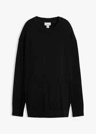 Měkký těhotenský svetr s rozparky pro kojení, z organické bavlny • černá • bonprix obchod