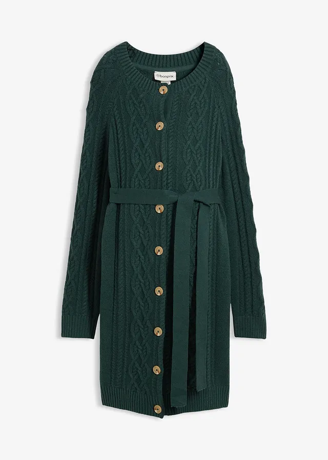 Jachetă tricotată gravide din material cu bumbac, cu lungime extra