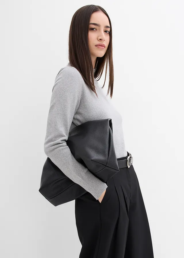 Pantalon à pinces, taille élastiquée et fente • noir • product-page.page-title-suffix