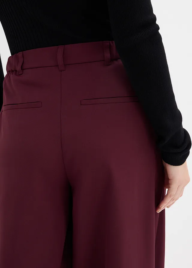 Pantalon à pinces, taille élastiquée et fente • bordeaux • product-page.page-title-suffix