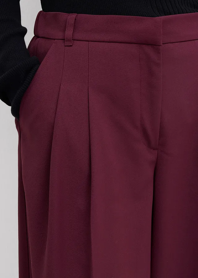 Pantalon à pinces, taille élastiquée et fente • bordeaux • product-page.page-title-suffix