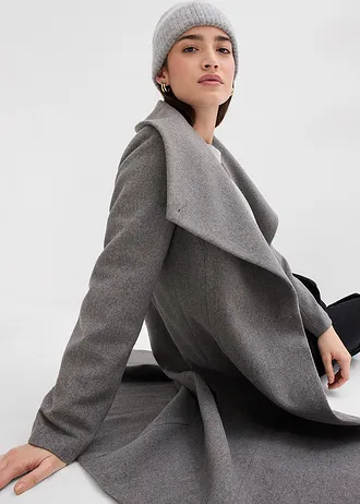 Lange jas in wollook • grijs gemêleerd • bonprix online shop